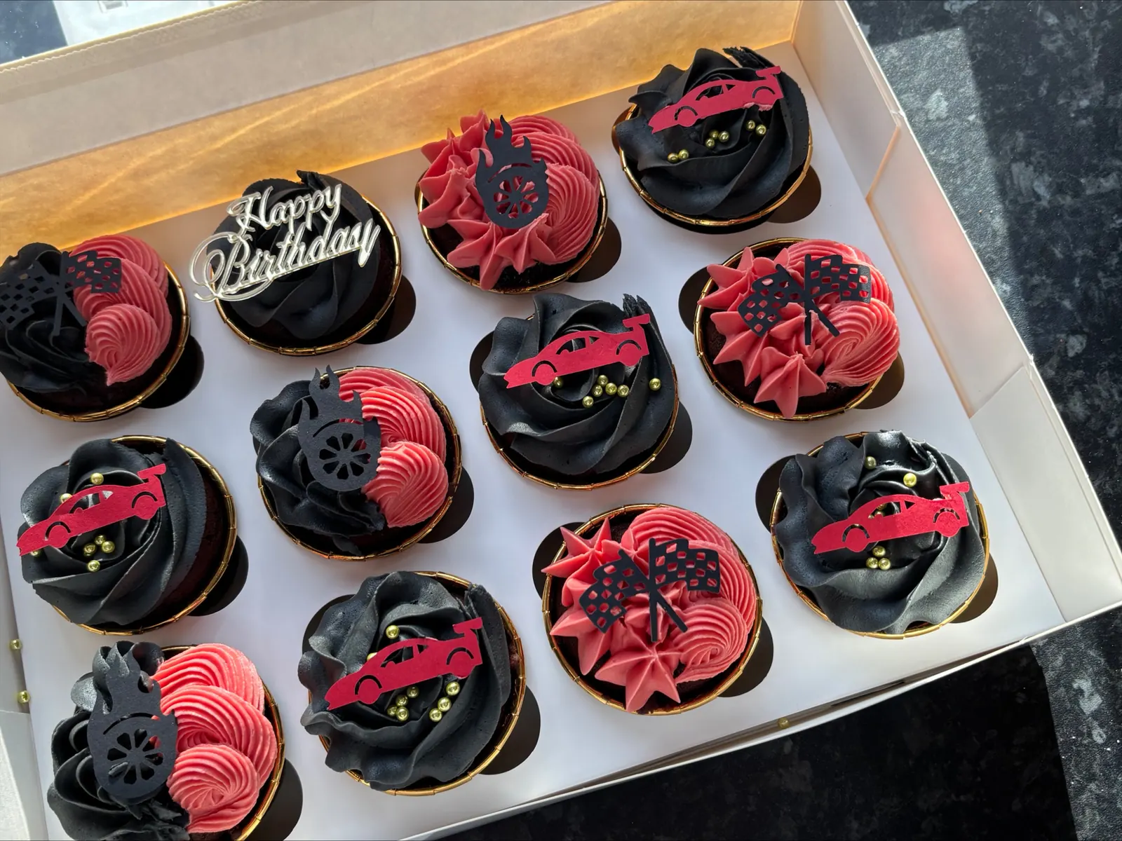 Black and pink cupcakes