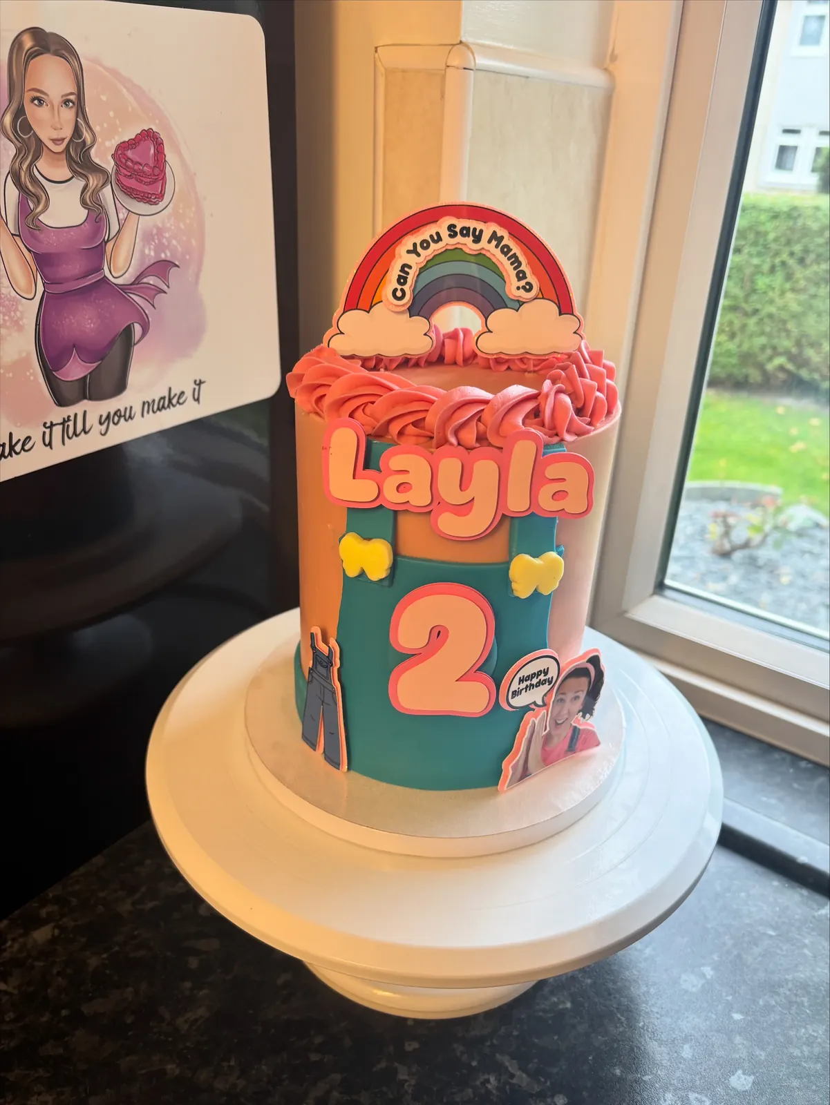 Layla rainbow second birthday cake
