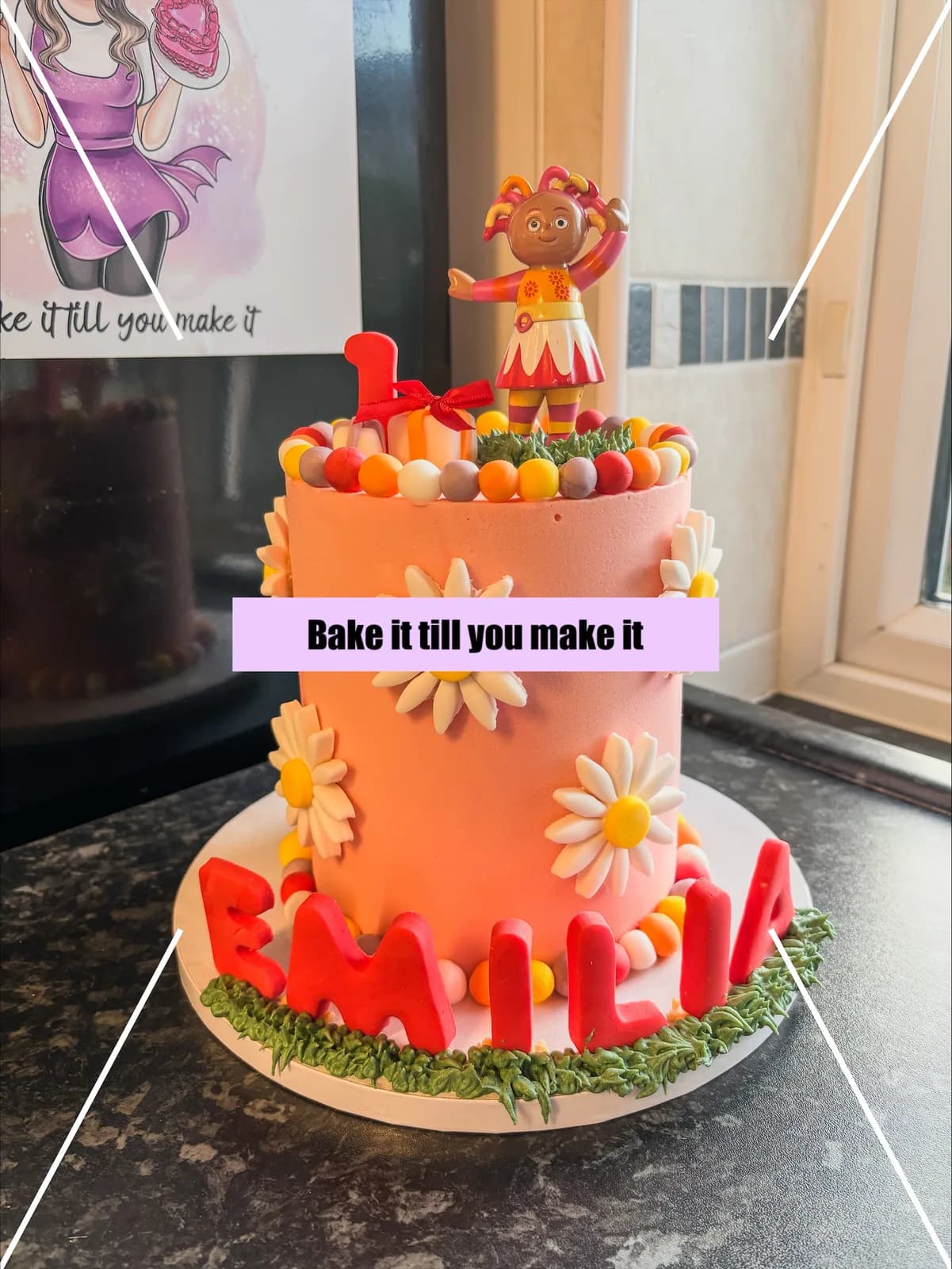 Pink daisy birthday cake