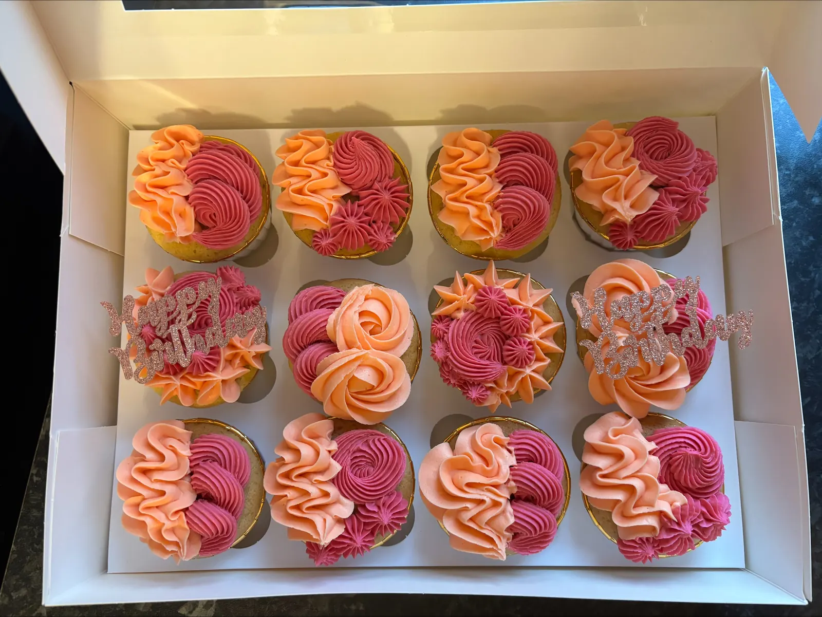 Pink orange cupcakes