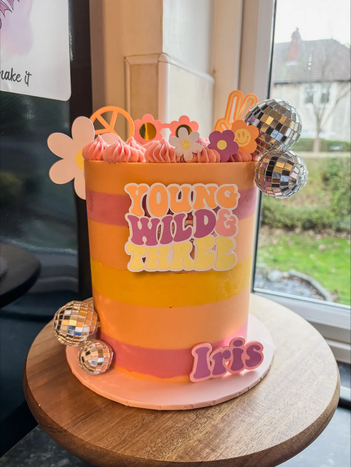 Pink tropical birthday cake